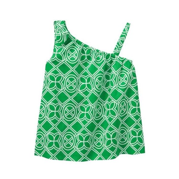 NWT Janie and Jack Green Geo One Shoulder Top 4 toddler girl - Picture 1 of 4